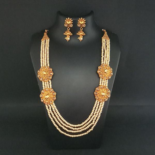Ganpati Arts AD Stone Pearl Copper Necklace Set - FBC0024A