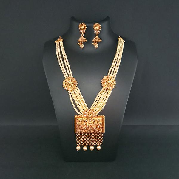 Ganpati Arts AD Stone Pearl Copper Necklace Set - FBC0025A