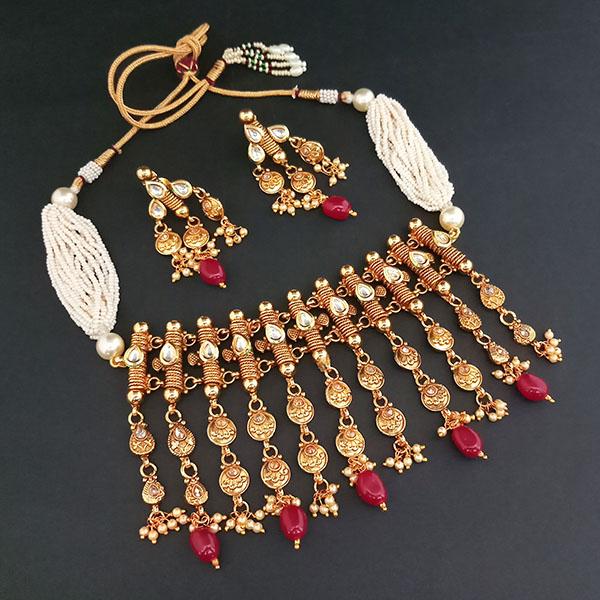 Ganpati Arts Kundan Stone Copper Choker Necklace Set - FBC0028B