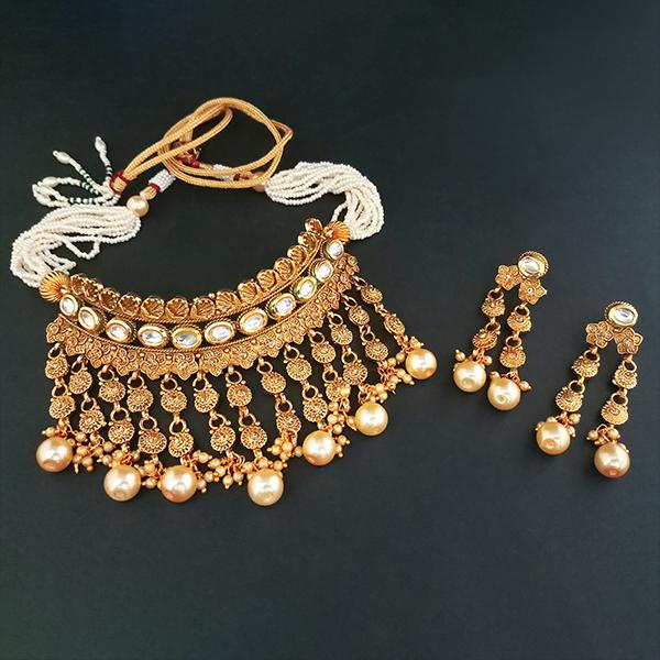 Ganpati Arts Kundan Stone Copper Choker Necklace Set - FBC0029A