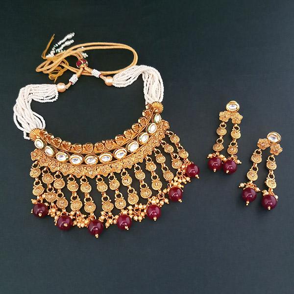 Ganpati Arts Kundan Stone Copper Choker Necklace Set - FBC0029B