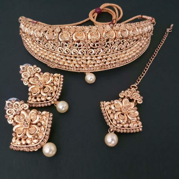 Kriaa Copper Necklace Set With Maang Tikka - FBD0008A