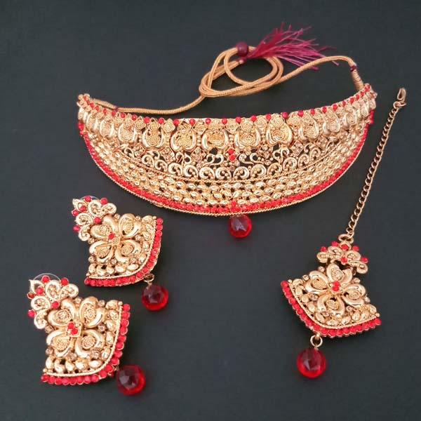 Kriaa Copper Necklace Set With Maang Tikka - FBD0008B