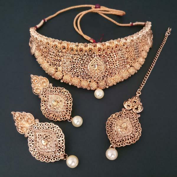 Kriaa Copper Necklace Set With Maang Tikka - FBD0009A