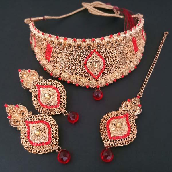 Kriaa Copper Necklace Set With Maang Tikka - FBD0009B