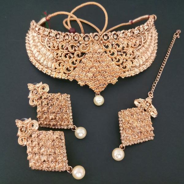 Kriaa Copper Necklace Set With Maang Tikka - FBD0010A