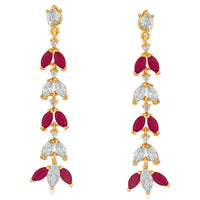 Suhagan Ruby AD Stone Gold Plated Dangler Earrings - FBE0003