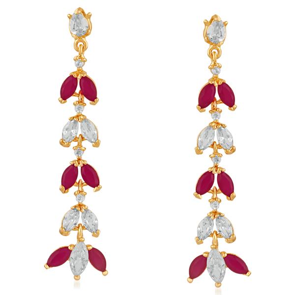 Suhagan Ruby AD Stone Gold Plated Dangler Earrings - FBE0003