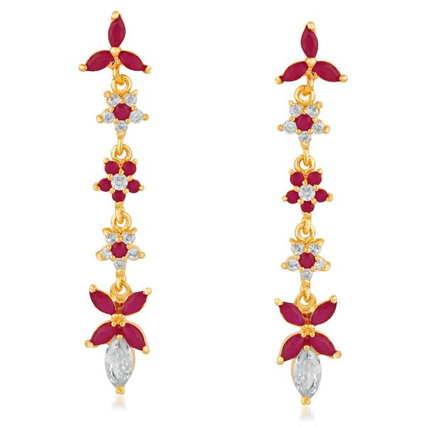 Suhagan Ruby AD Stone Gold Plated Dangler Earrings - FBE0007
