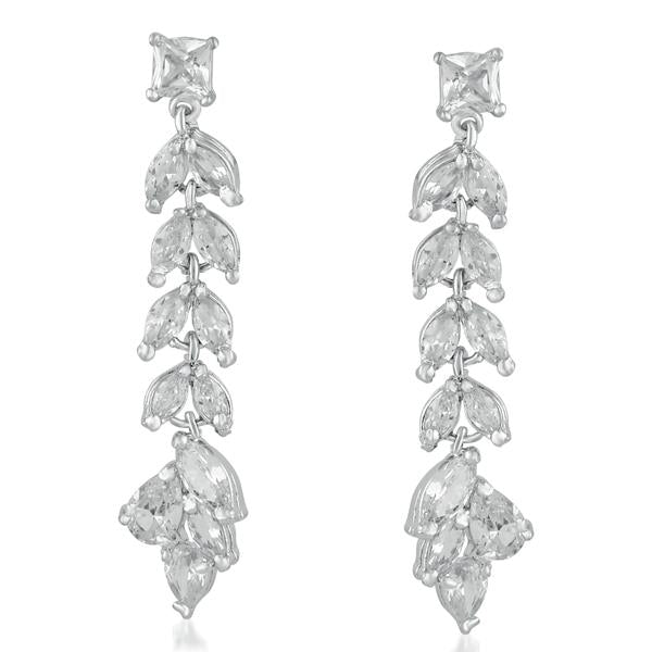 Suhagan Silver Plated AD Stone Dangler Earrings - FBE0012