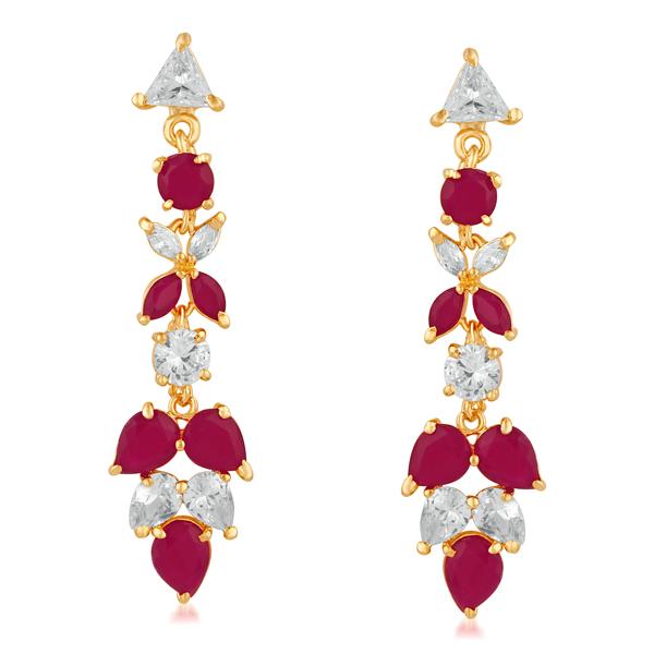 Suhagan Ruby AD Stone Gold Plated Dangler Earrings - FBE0021