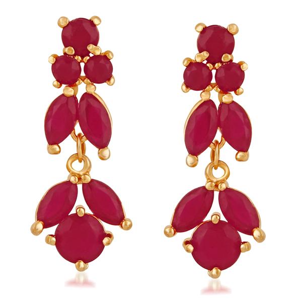 Suhagan Ruby Stone Gold Plated Dangler Earrings - FBE0022