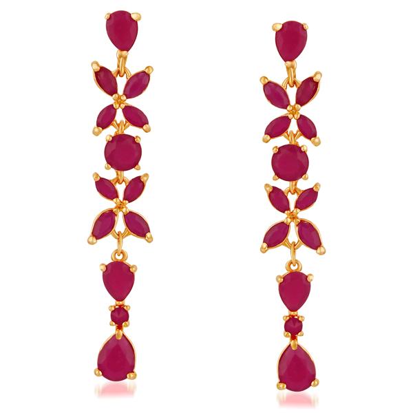 Suhagan Ruby Stone Gold Plated Dangler Earrings - FBE0025