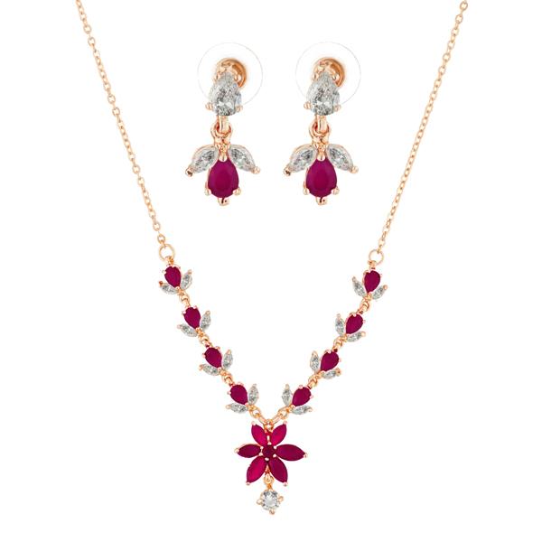 Suhagan Ruby And AD Stone Gold Plated Necklace Set - FBE0026B