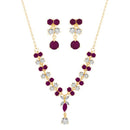 Suhagan Ruby And AD Stone Gold Plated Necklace Set - FBE0028B