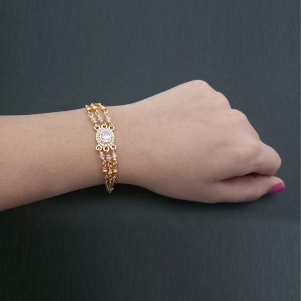 Umiyaji Pink Austrian Stone Gold Plated Bracelet - FBG0019B