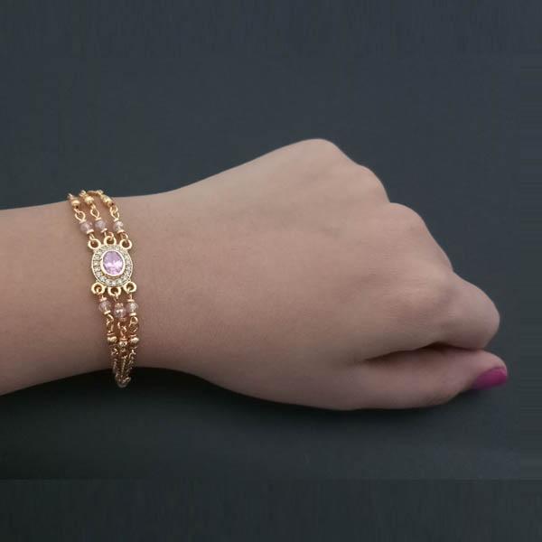 Umiyaji Pink Austrian Stone Gold Plated Bracelet - FBG0019C