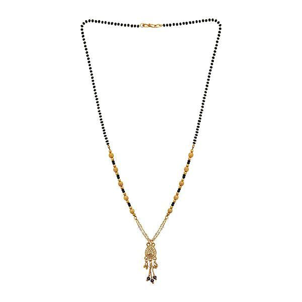 Kriaa White Austrian Stone And Black Beads Gold Plated Mangalsutra