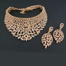 Blue Diamond Brass American Diamond Necklace Set - FBI0001