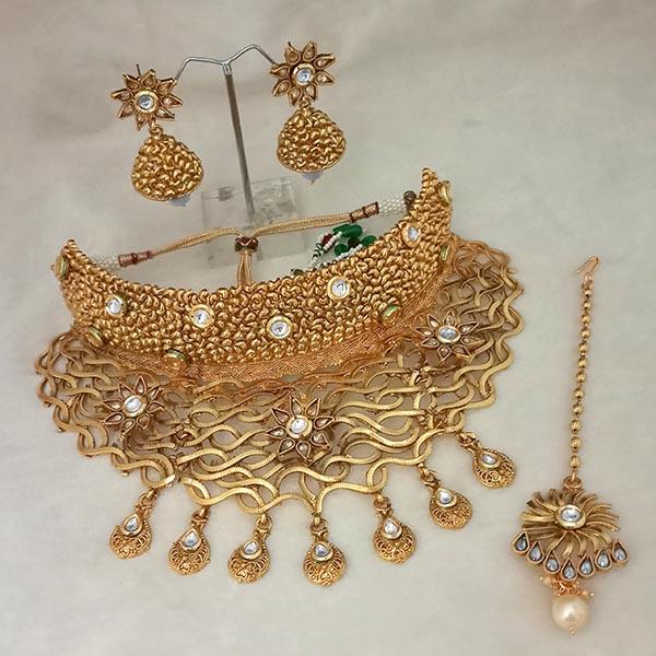 Nikita Arts AD Stone Choker Copper Necklace Set With Maang Tikka - FBJ0009A
