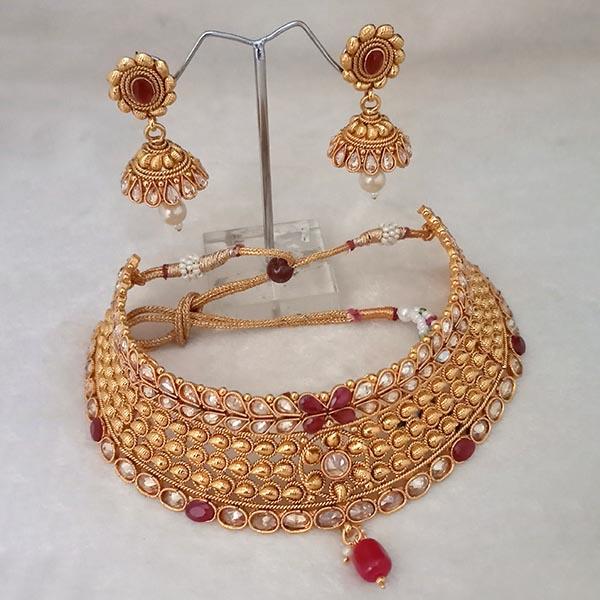Nikita Arts AD Stone Choker Copper Necklace Set With Maang Tikka - FBJ0010A