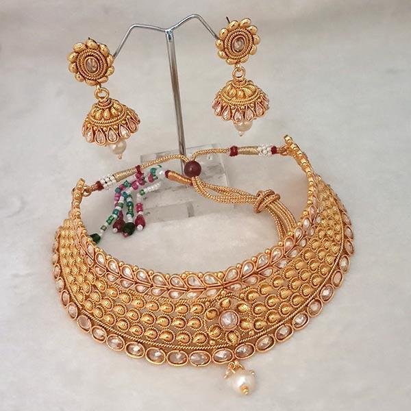 Nikita Arts AD Stone Choker Copper Necklace Set With Maang Tikka - FBJ0010B
