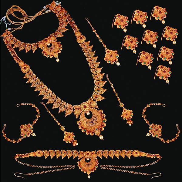 Shubham Pota Stone Copper Bridal Jewellery Set - FBK0011