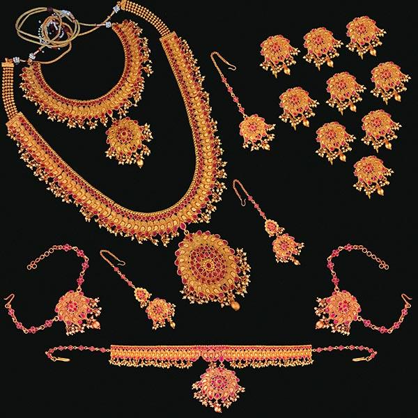 Shubham Pota Stone Copper Bridal Jewellery Set - FBK0012
