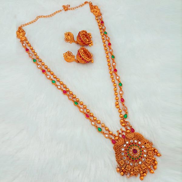 Shubham Maroon Pota Stone Copper Necklace Set - FBK0016