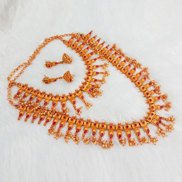 Shubham Pota Stone Copper Double Necklace Set - FBK0024B