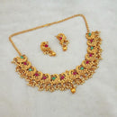 Shubham Maroon And Green Pota Stone Copper Necklace Set - FBK0030A