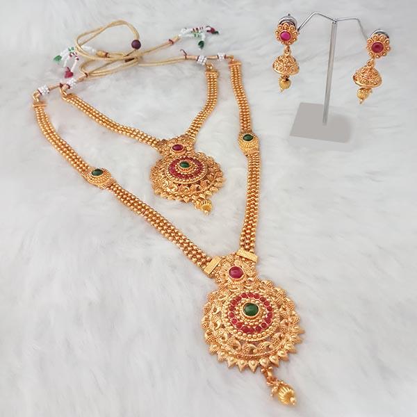 Shubham Arts Pink Pota Stone Double Copper Necklace Set - FBK0037A