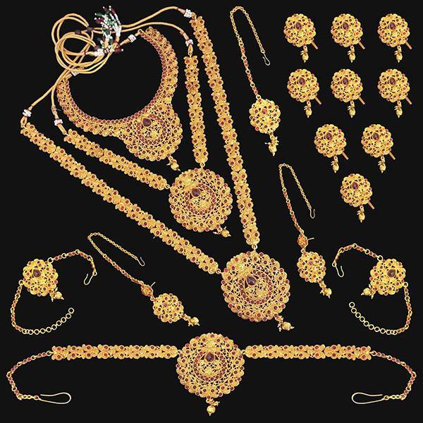 Shubham Pota Stone Copper Bridal Jewellery Set - FBK0091A