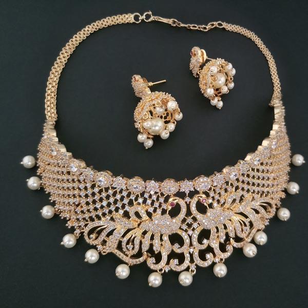 Pralhad American Diamond Pearl Brass Necklace Set - FBP0002