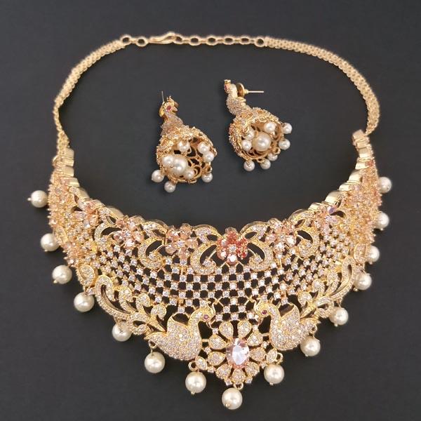 Pralhad American Diamond Pearl Brass Necklace Set - FBP0003