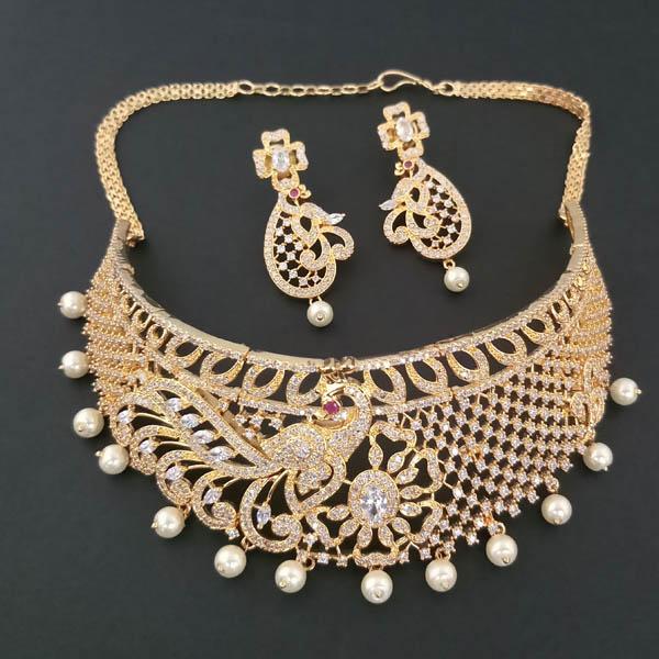 Pralhad American Diamond Pearl Brass Necklace Set - FBP0004