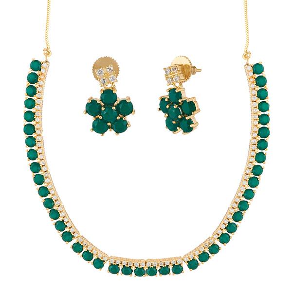 Pralhad Green Pota Stone Brass Necklace Set - FBP0025