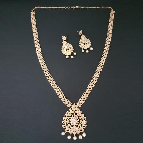 Pralhad American Diamond & Ruby Stone Brass Necklace Set - FBP0027C