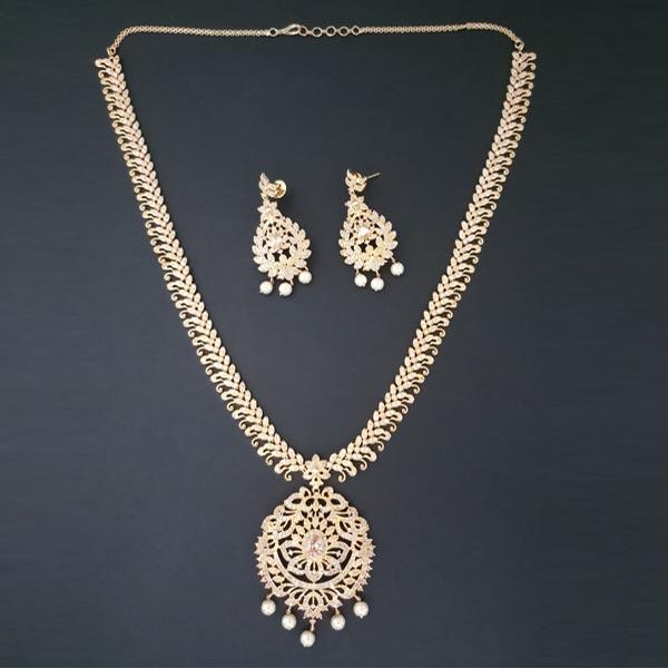 Pralhad American Diamond & Ruby Stone Brass Necklace Set - FBP0028C
