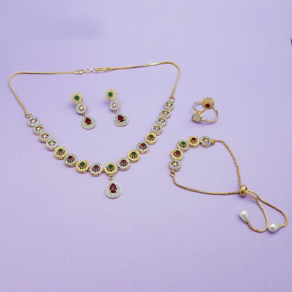 Pralhad AD Stone Necklace Set With Ring & Bracelet - FBP0040B