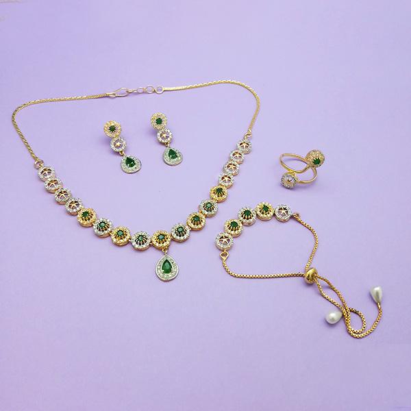Pralhad AD Stone Necklace Set With Ring & Bracelet - FBP0040D