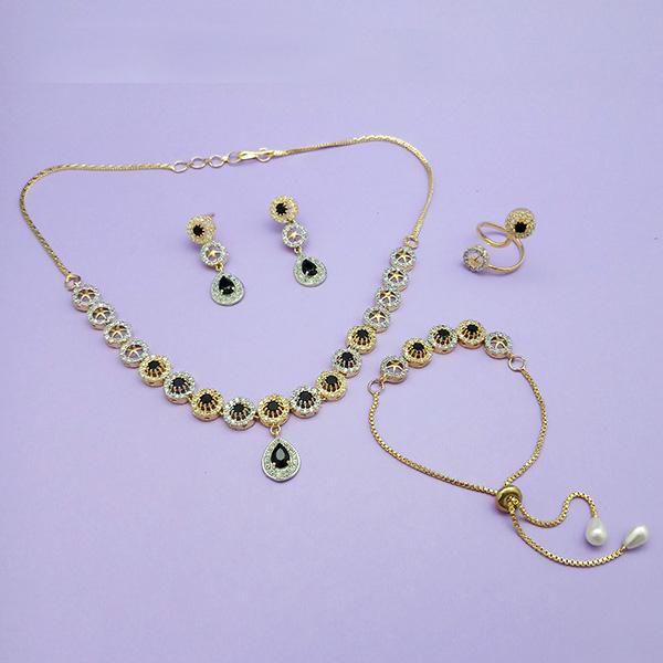Pralhad AD Stone Necklace Set With Ring & Bracelet - FBP0040E