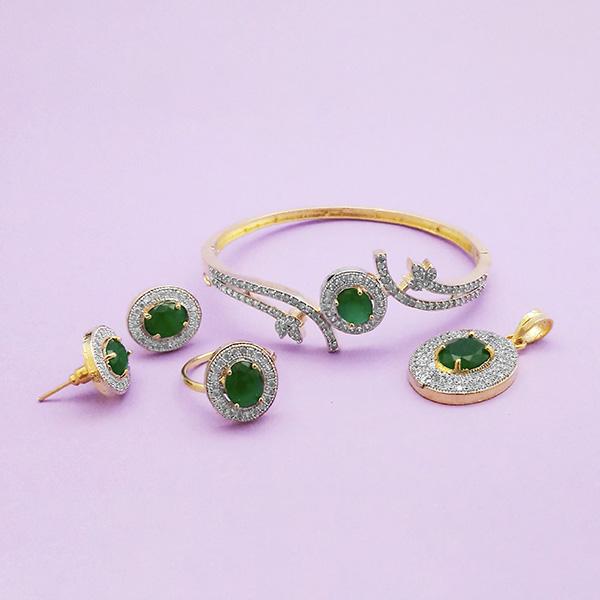 Pralhad AD Stone Earrings, Kada, Pendant And Ring - FBP0042A