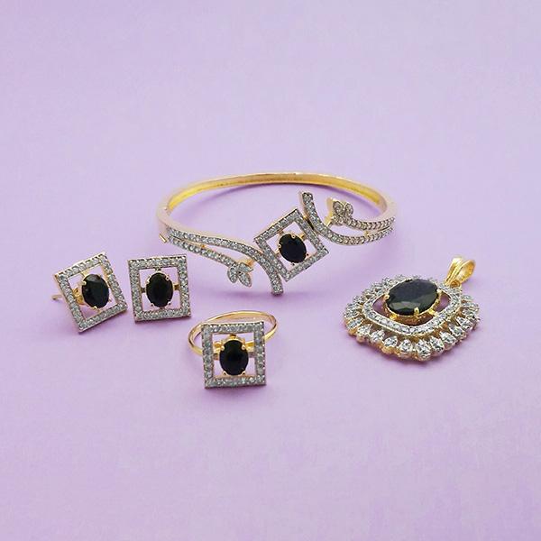 Pralhad AD Stone Earrings, Kada, Pendant And Ring - FBP0044A