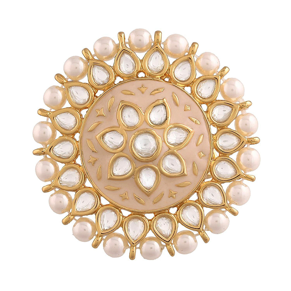 Etnico Gold-Plated Brass Meena Work Finger Ring (Women) - FL166Pe