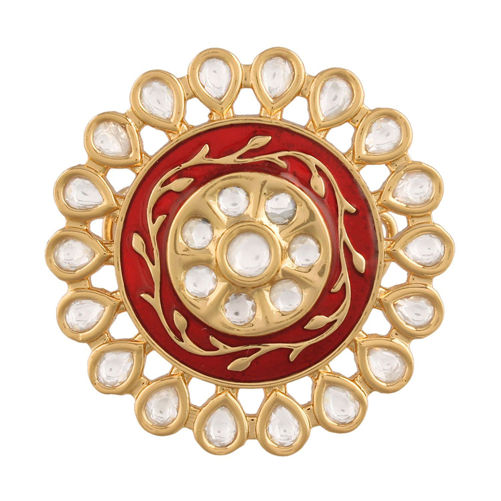 Etnico Gold-Plated Brass Meena Work Finger Ring (Women) - FL169R