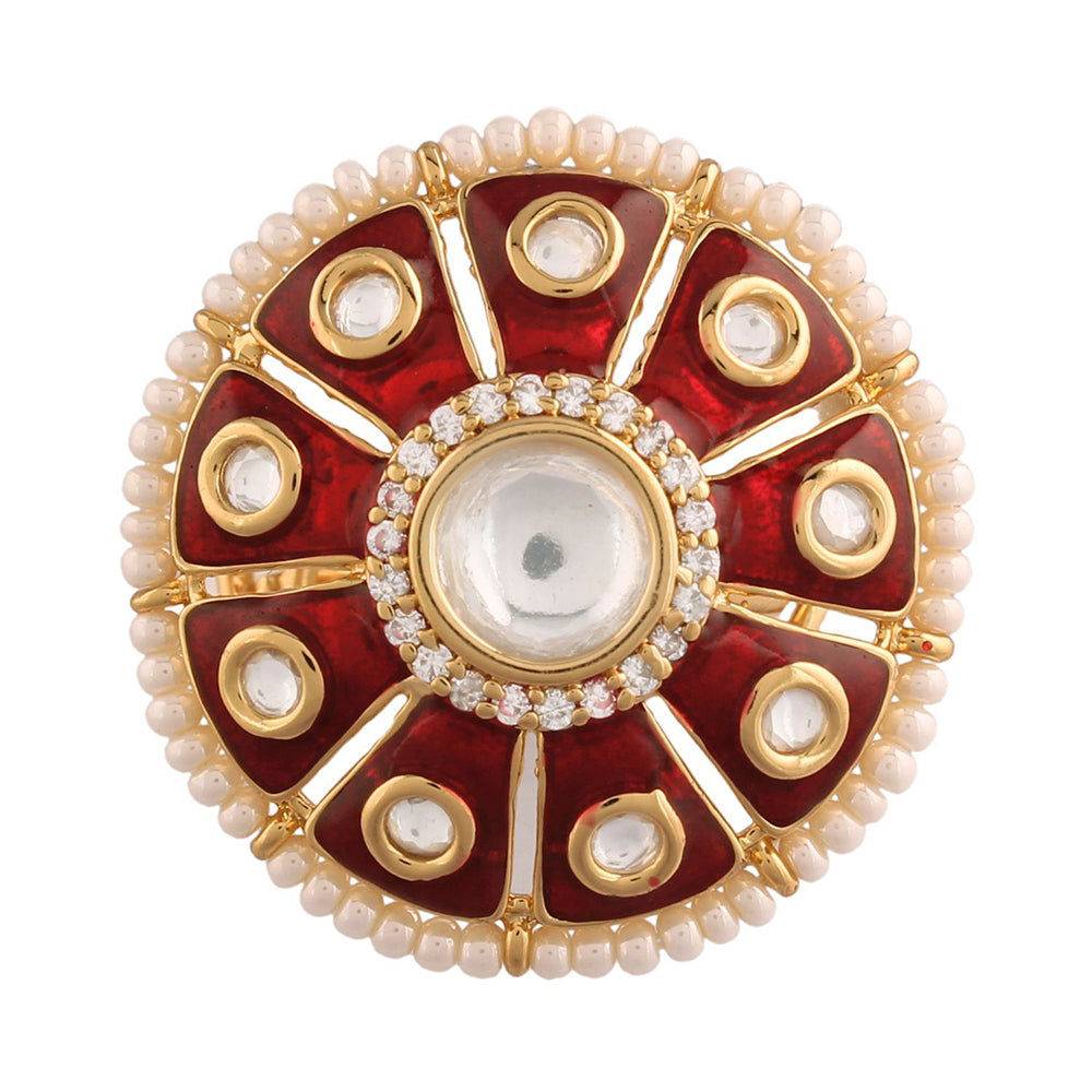 Etnico Gold-Plated Meena Work Finger Ring (Women) - FL172R