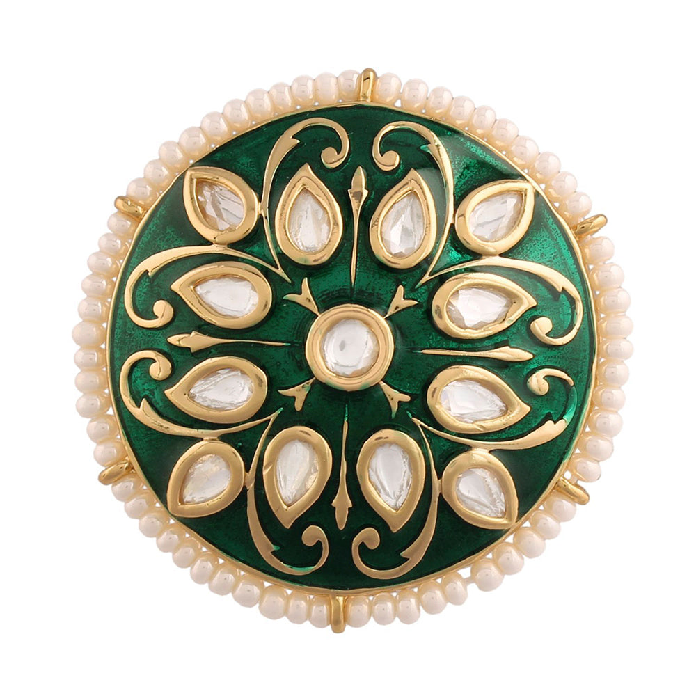 Etnico Gold-Plated Meena Work Finger Ring (Women) - FL173G