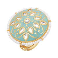 Etnico Gold-Plated Meena Work Finger Ring (Women) - FL173Min