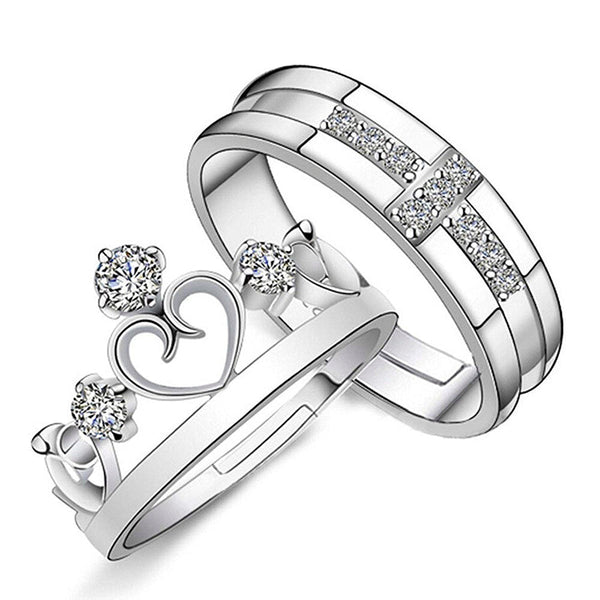 Etnico Platinum-Plated Couple Ring (Women) (Pack of 2) - FL180CO